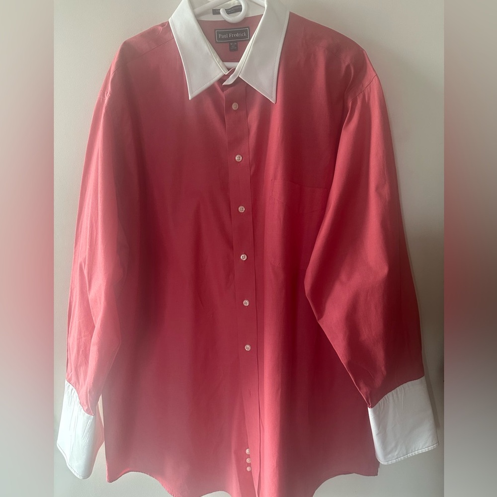 The PAUL FREDRiICK SHIRT (A Rosy Pink) Size: 181/2-34